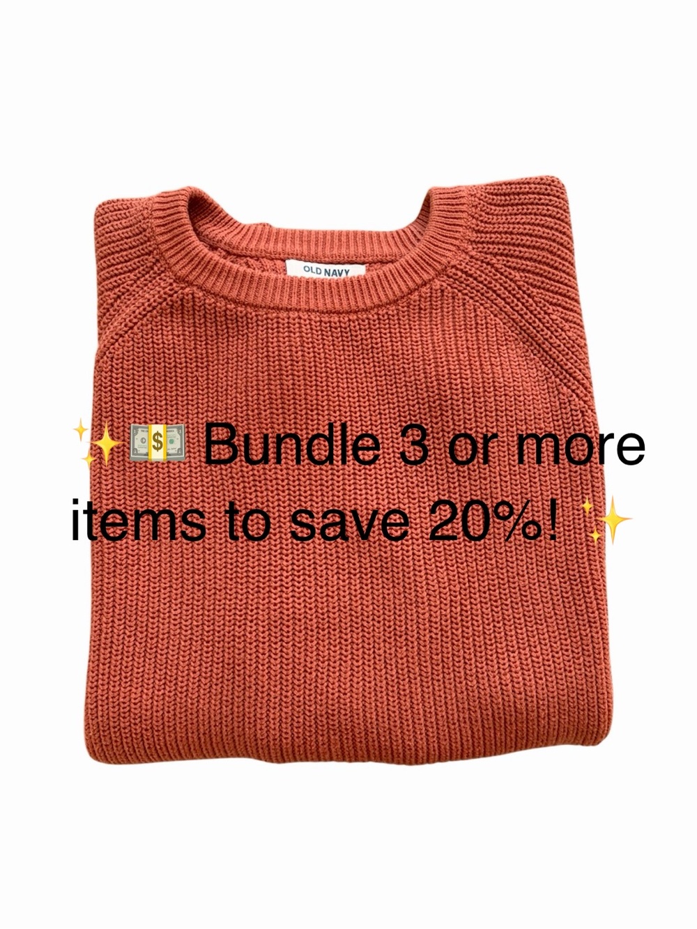Old Navy Men’s Rust Cotton Chunky Knit Crewneck Sweater Large